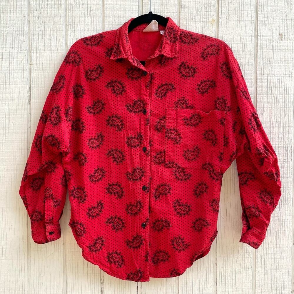 Vintage Eber Paisley Button Down Flannel Size M